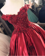 Load image into Gallery viewer, Gorgeous Beaded Lace V Neck Off Shoulder Long Burgundy Prom Dresses 2022
