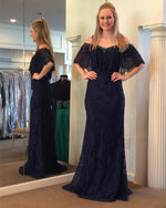 Cargar imagen en el visor de la galería, Boho Lace Prom Dresses Mermaid Off The Shoulder Evening Gowns Floor Length
