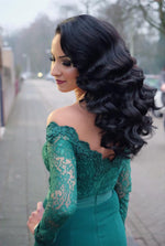 Load image into Gallery viewer, Elegant-Lace-Off-Shoulder-Prom-Dresses-Long-Sleeves
