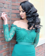 Load image into Gallery viewer, Mermaid-Off-The-Shoulder-Evening-Dress-Lace-Long-Sleeves
