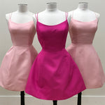 Cargar imagen en el visor de la galería, Blush-Pink-Homecoming-Dresses-Affordable-Prom-Gowns-Short
