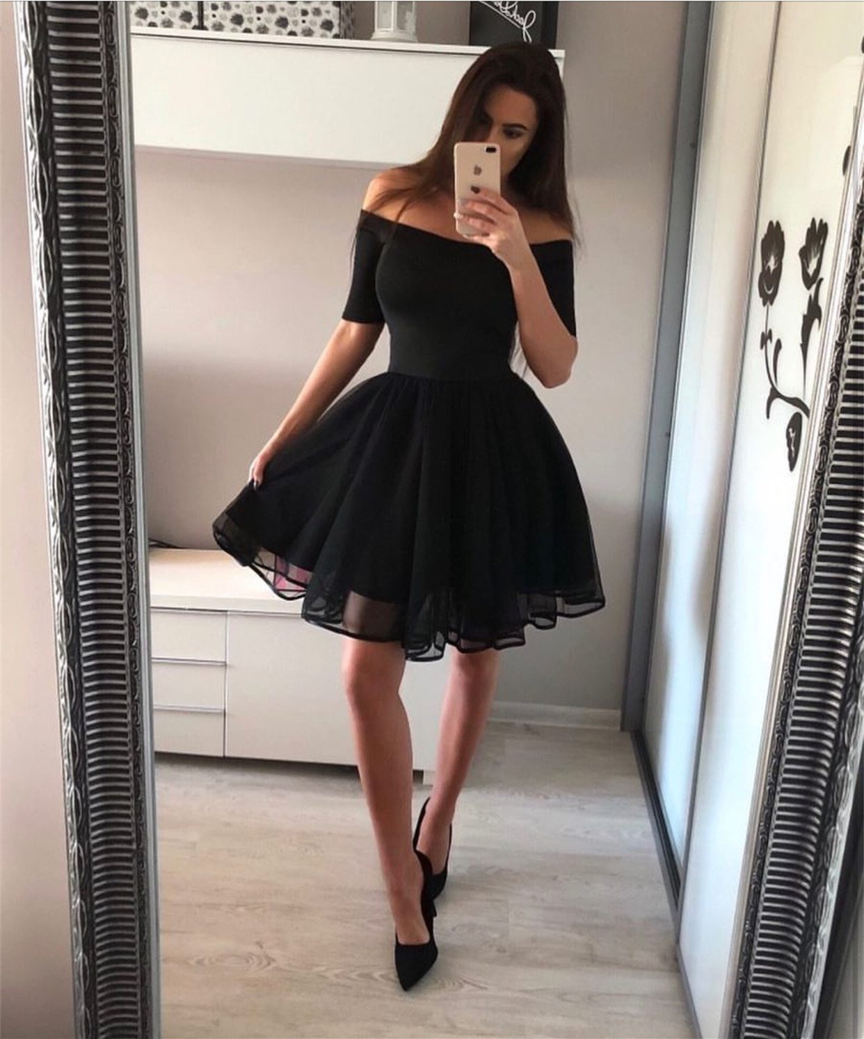 Short A-line Off The Shoulder Tulle Homecoming Dresses
