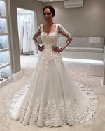 Load image into Gallery viewer, Lace-Long-Sleeves-Wedding-Dresses
