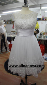 Cute A Line Cap Sleeves White Lace Homecoming Dresses Pearl Beaded