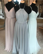 Load image into Gallery viewer, Modern Style Long Chiffon Halter Long Bridesmaid Dresses Plus Size
