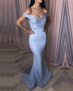 Load image into Gallery viewer, Lavender-Bridesmaid-Dresses-Mermaid-V-neck-Evening-Gowns

