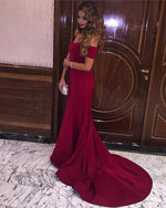 Load image into Gallery viewer, Stylish V-neck Off Shoulder Mermaid Evening Dress Long Satin Gowns
