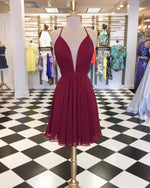 Load image into Gallery viewer, Burgundy-Homecoming-Dresses-Chiffon-Cocktail-Party-Dress
