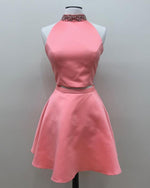 Load image into Gallery viewer, Coral-Pink-Homecoming-Dresses-Short-Prom-Two-Piece-Dress
