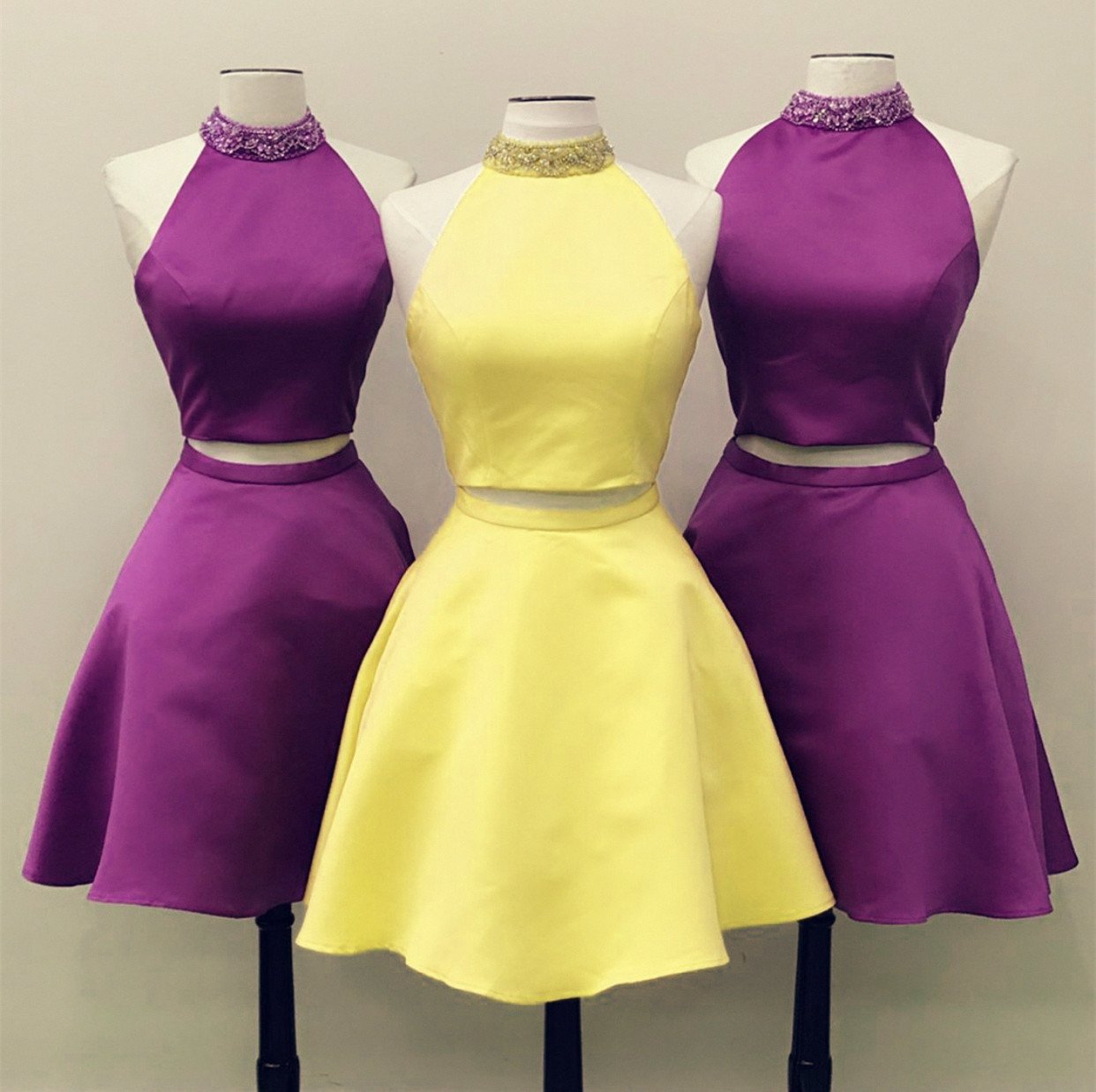 Two-Piece-Prom-Dresses-Yellow-Homecoming-Dress-Satin-Graduation-Dresses