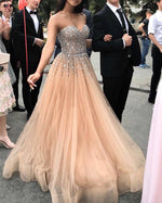 Load image into Gallery viewer, Sparkly Sequin Beaded Sweetheart Organza Ruffles Prom Ballgown Dresses
