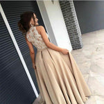 Load image into Gallery viewer, Ivory Lace Appliques Halter Mermaid Evening Dresses
