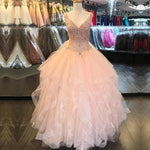 Cargar imagen en el visor de la galería, V Neck Organza Ruffles Ball Gown Quinceanera Dresses 2017

