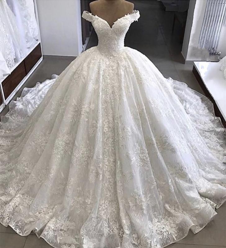 Elegant-Bridal-Dresses-Lace-Off-The-Shoulder-Wedding-Puffy-Dress-For-Women
