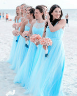 Load image into Gallery viewer, Halter Top Tulle Floor Length Bridesmaid Dresses For Weddings
