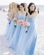 Cargar imagen en el visor de la galería, Halter Top Tulle Floor Length Bridesmaid Dresses For Weddings
