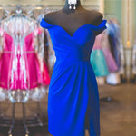 Cargar imagen en el visor de la galería, royal blue cocktail dresses off shoulder party gowns 2017
