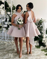 Load image into Gallery viewer, Halter-Bridesmaid-Dresses-Short-Party-Gowns-For-Weddings
