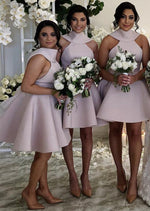 Load image into Gallery viewer, Short Halter Top Back Back Satin Ball Gowns Bridesmaid Dresses
