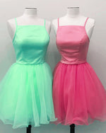 Afbeelding in Gallery-weergave laden, Short Spaghetti Straps Homecoming Party Dresses Organza Ruffles
