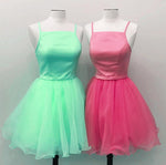 Load image into Gallery viewer, Spaghetti Straps Square Neck Homecoming Dresses Organza Prom Short Dress
