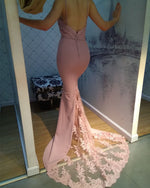 Load image into Gallery viewer, Spaghetti Straps Sweetheart Mermaid Bridesmaid Dress Lace Appliques
