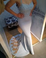 Load image into Gallery viewer, Spaghetti Straps Sweetheart Mermaid Bridesmaid Dress Lace Appliques

