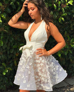 Load image into Gallery viewer, Halter-Homecoming-Dresses-Lace-Embroidery-Graduation-Party-Dress-For-Semi-Formal-Occasions
