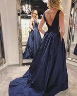 Load image into Gallery viewer, Navy-Blue-Evening Gowns
