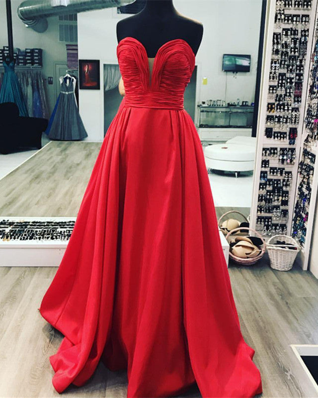 A-line Floor Length Taffeta Sweetheart Prom Long Dresses