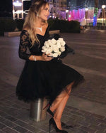 Load image into Gallery viewer, Modest 3/4 Sleeves Tulle V-neck Homecoming Dresses Lace Applique
