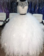 Load image into Gallery viewer, Beaded Lace Crop Organza Ruffles Quinceanera Dresses Two Piece
