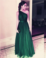 Load image into Gallery viewer, Long Tulle Floor Length Bridesmaid Dresses One Shoulder
