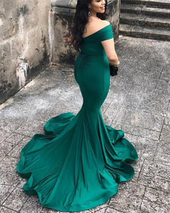 Mermaid Off-The-Shoulder Court Train Prom Evening Dresses