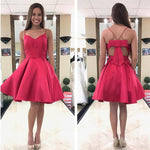 Load image into Gallery viewer, Pink Satin Bow Back Homecoming Dresses Short Prom Gowns 2017
