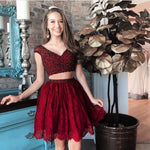 Load image into Gallery viewer, Two Piece Homecoming Dresses Beaded Cap Sleeves
