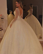 Cargar imagen en el visor de la galería, Bling Bling Sequins And Pearl Beaded Long Sleeves Wedding Dresses Ball Gowns
