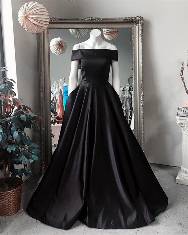 Black-Ballgowns-Prom-Dresses-2019-Long-Satin-Formal-Party-Dress