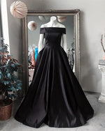 Cargar imagen en el visor de la galería, Black-Ballgowns-Prom-Dresses-2019-Long-Satin-Formal-Party-Dress
