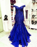 Load image into Gallery viewer, Elegant Lace Appliques V-neck Off The Shoulder Mermaid Prom Dresses 2018
