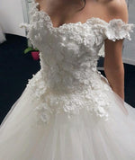 Load image into Gallery viewer, Romantic-Wedding-Dresses-Princess-Bridal-Gowns-Lace-V-neck-Off-The-Shoulder
