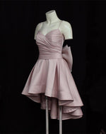 Load image into Gallery viewer, High Low Style Sweetheart Bow Back Satin Prom Homecoming Dresses
