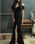 Load image into Gallery viewer, Stylish Mermaid Off-The-Shoulder Prom Dresses Leg Split Evening Gown
