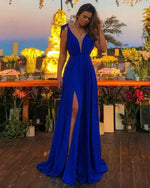Load image into Gallery viewer, Royal-Blue-Prom-Dresses-Long-Chiffon-Split-Evening-Dresses-2019-Sexy
