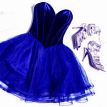 Load image into Gallery viewer, Velvet Sweetheart Bodice Corset Tulle Homecoming Dresses 2017 Short Prom Gowns
