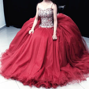 Stunning Crystal Beaded Organza Ruffles Ball Gowns Quinceanera Dresses