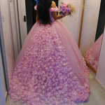 Afbeelding in Gallery-weergave laden, Beautiful Pink Flower Wedding Dresses Ball Gowns Off Shoulder
