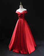 Load image into Gallery viewer, Long-Red-Evening-Dresses-Satin-Prom-Gowns

