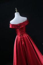 Load image into Gallery viewer, Long-Red-Formal-Evening-Gowns-Off-The-Shoulder-Prom-Dresses
