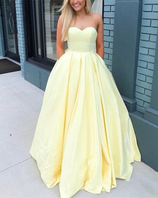Sweetheart Bodice Corset Satin Floor Length Ballgowns Prom Dresses 2019